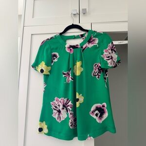 J. Crew Green Floral Blouse